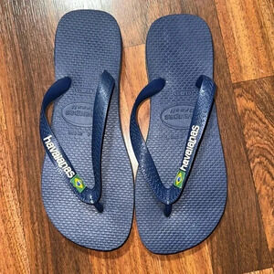 NWOT Havaianas brasil top thong flip flops blue sandal shoe unisex size USA 6